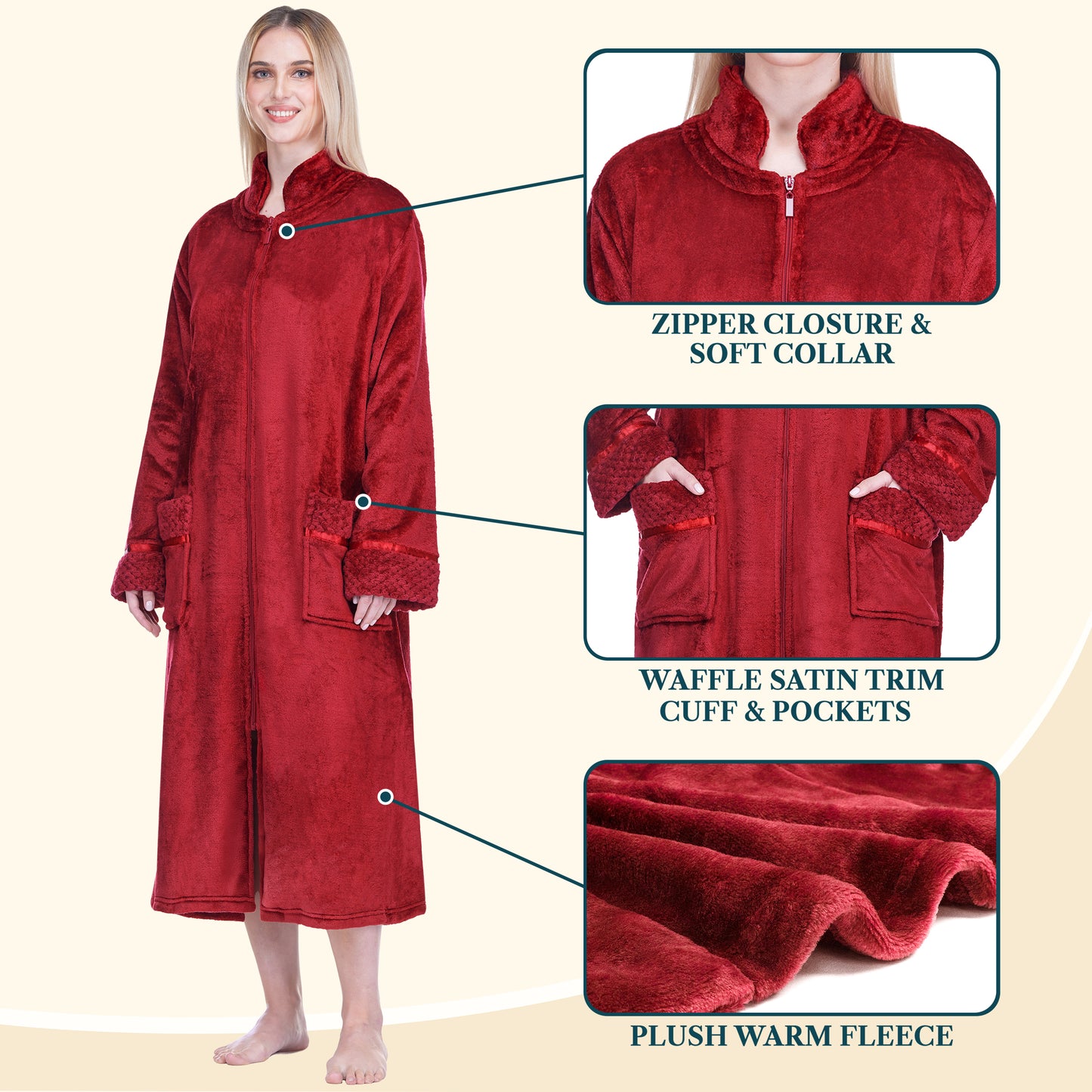 Women's Housecoat Zipper Robe