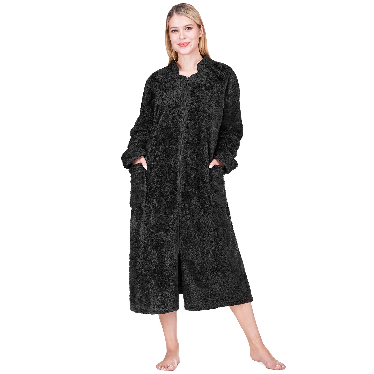 Women's Sherpa Housecoat Zipper Robe