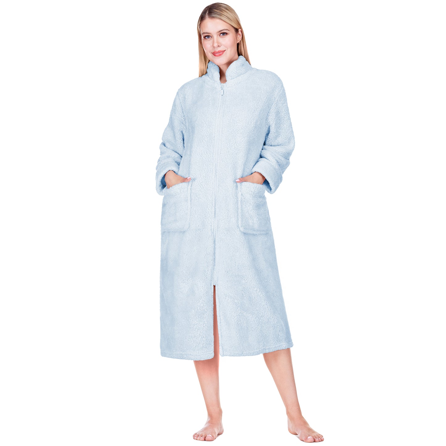 Women's Sherpa Housecoat Zipper Robe