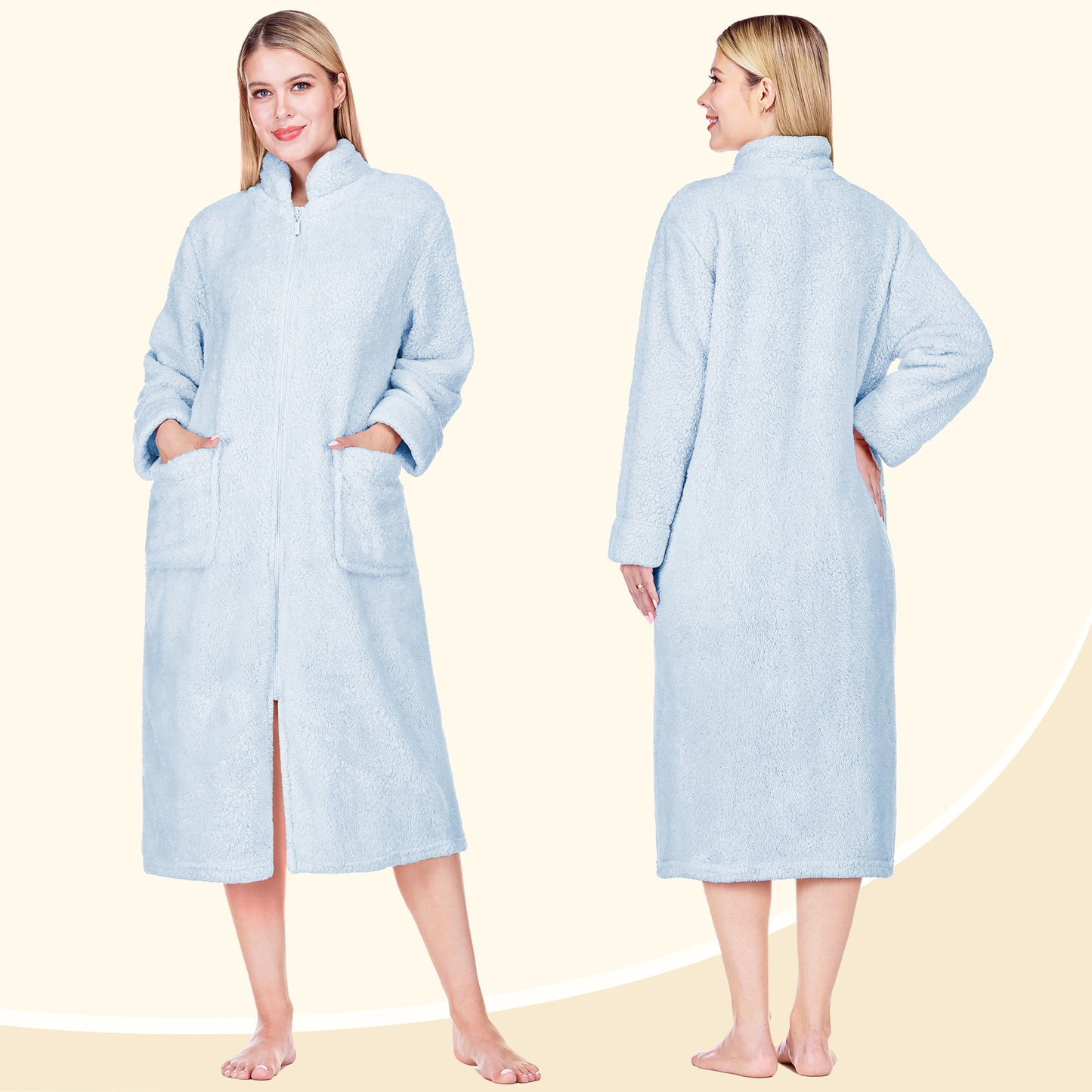 Women's Sherpa Housecoat Zipper Robe