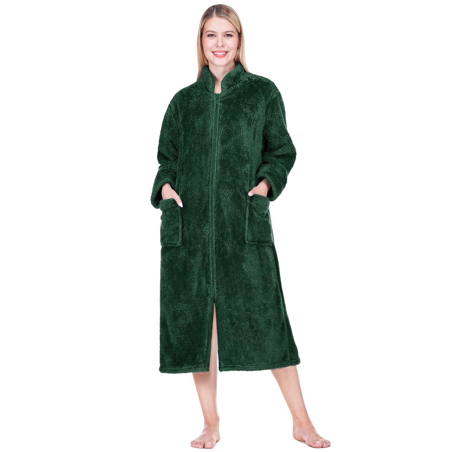 Women's Sherpa Housecoat Zipper Robe