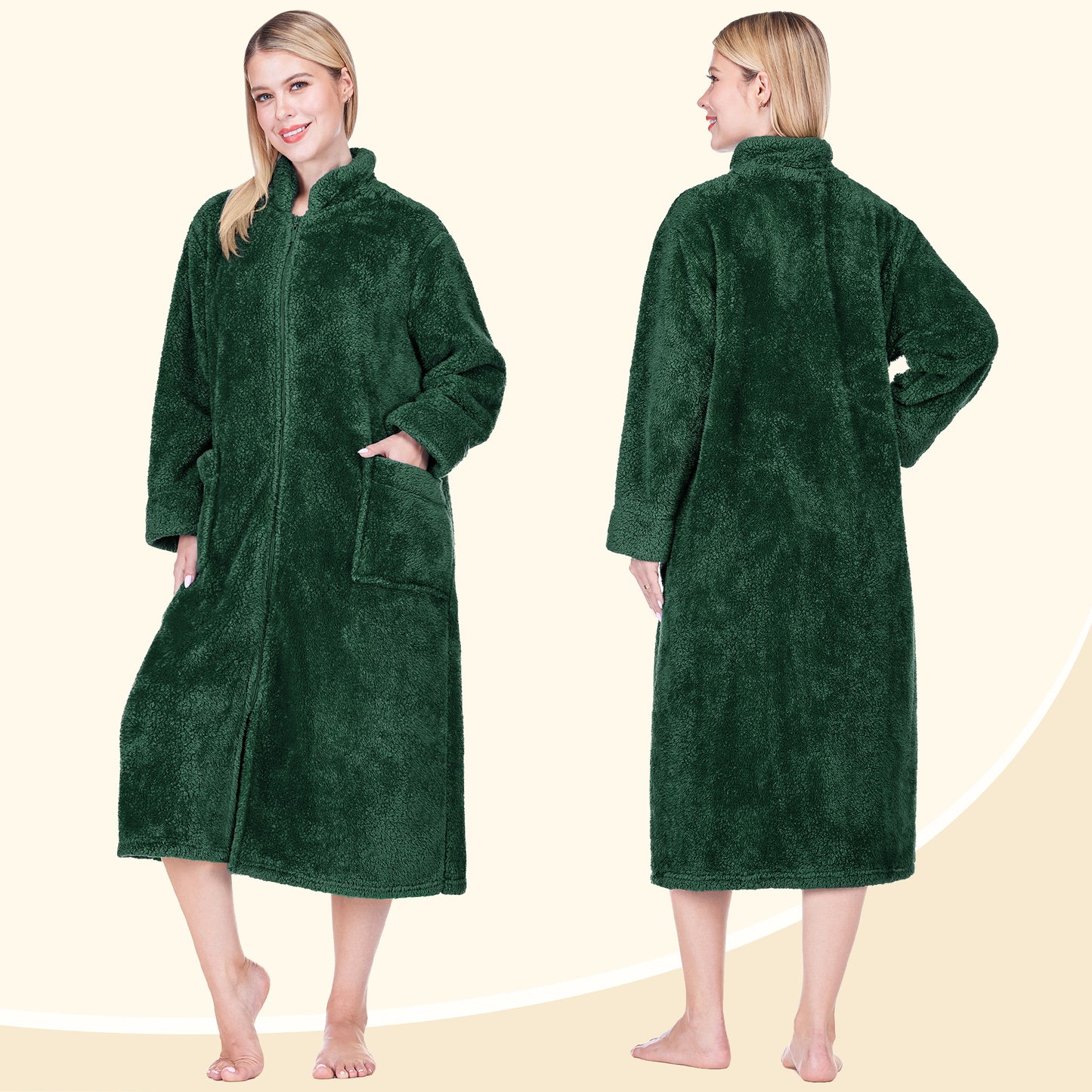 Women's Sherpa Housecoat Zipper Robe