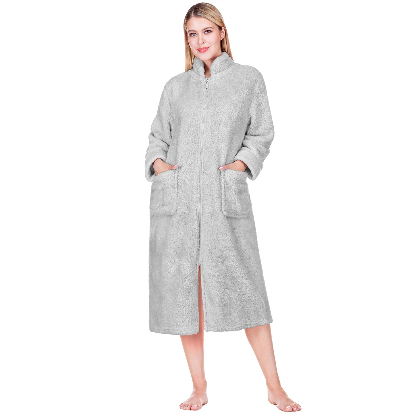 Women's Sherpa Housecoat Zipper Robe