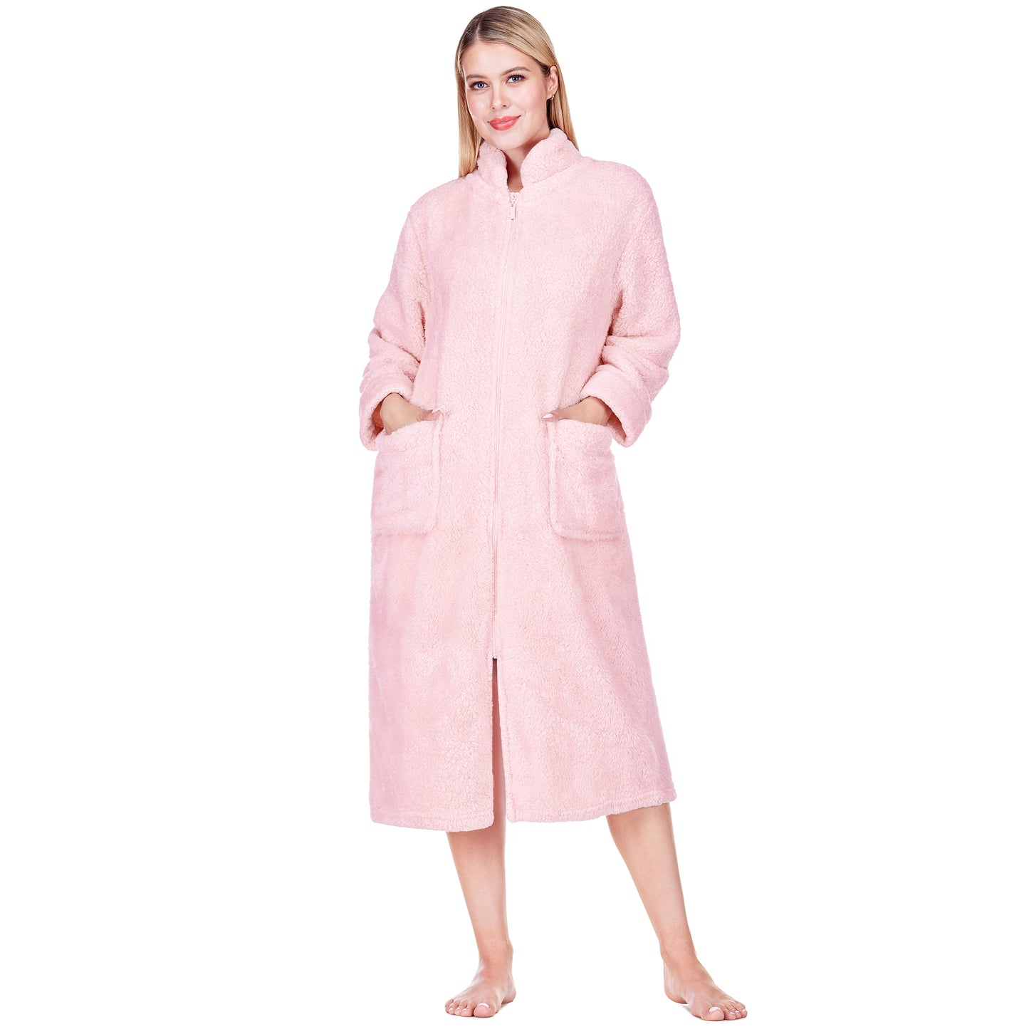 Women's Sherpa Housecoat Zipper Robe
