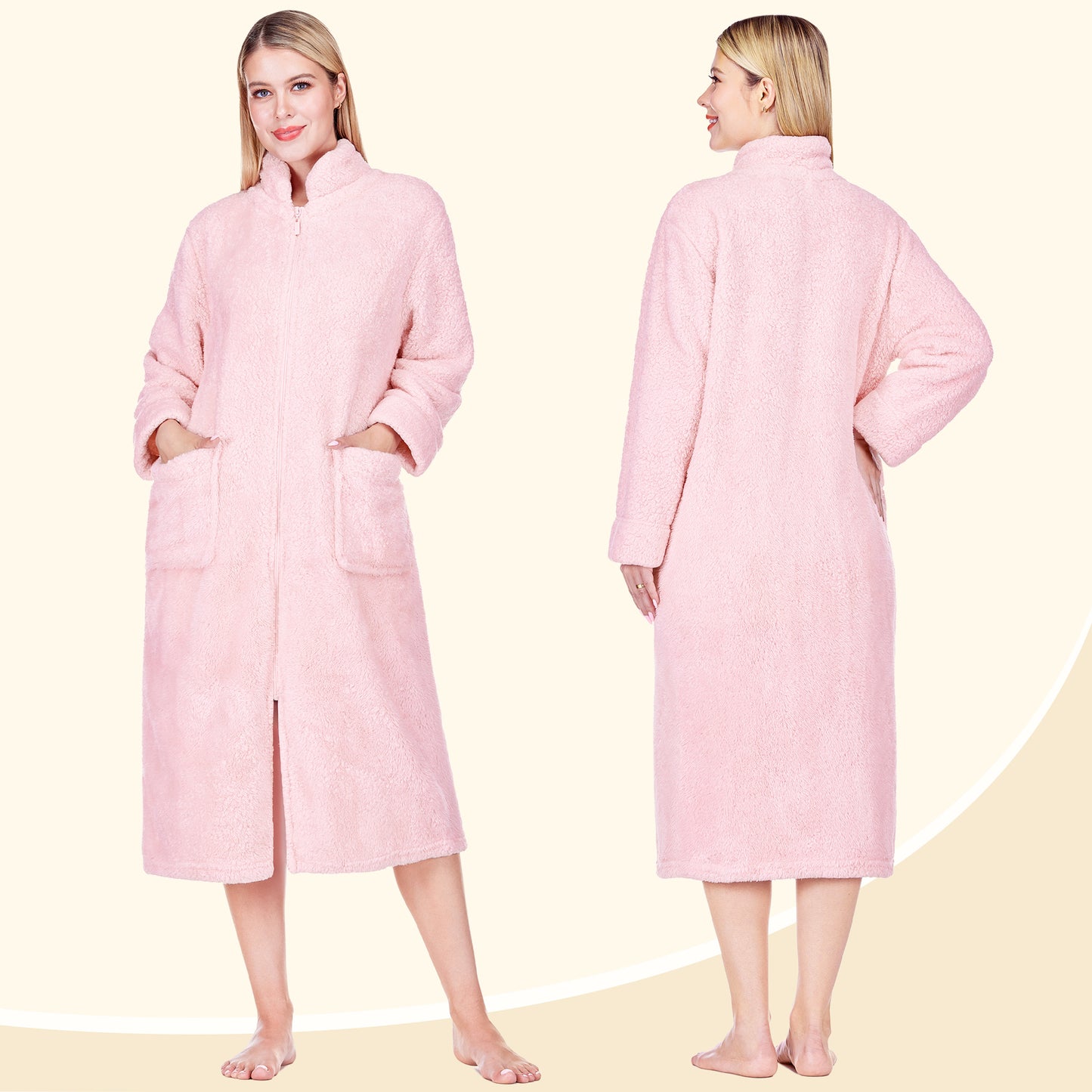 Women's Sherpa Housecoat Zipper Robe