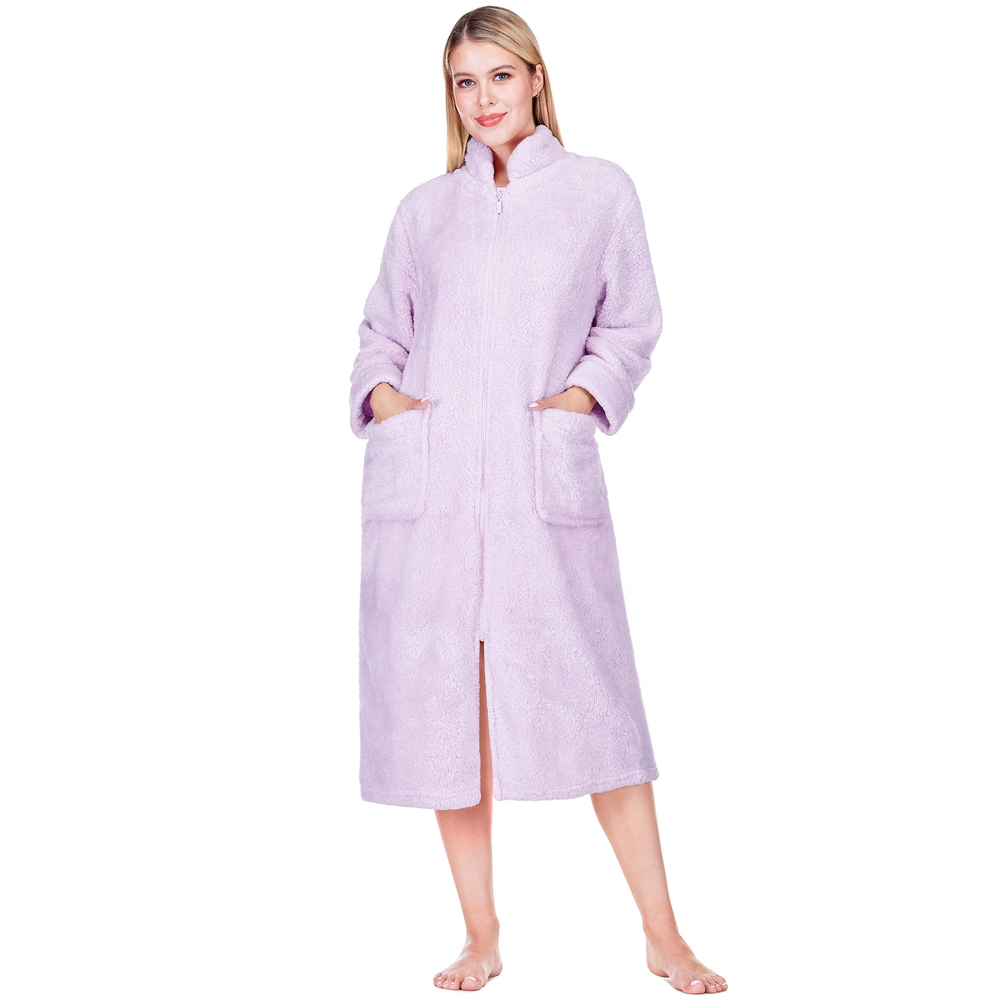 Women's Sherpa Housecoat Zipper Robe