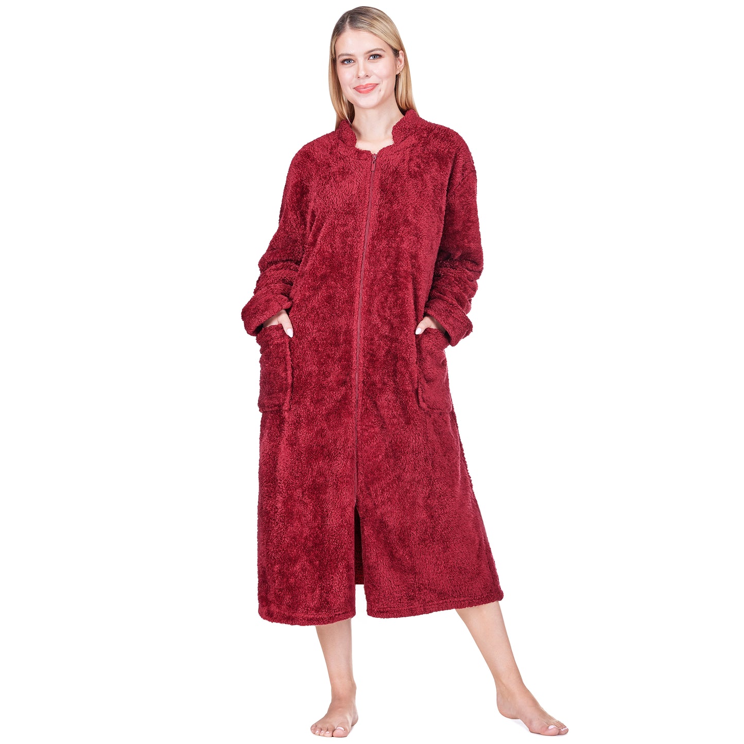 Women's Sherpa Housecoat Zipper Robe