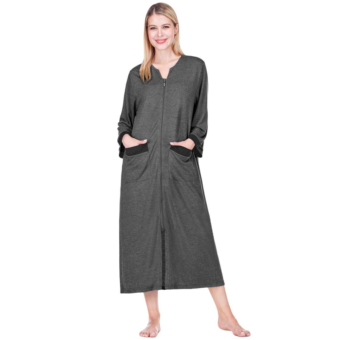Women's Jersey Housecoat Zipper Robe