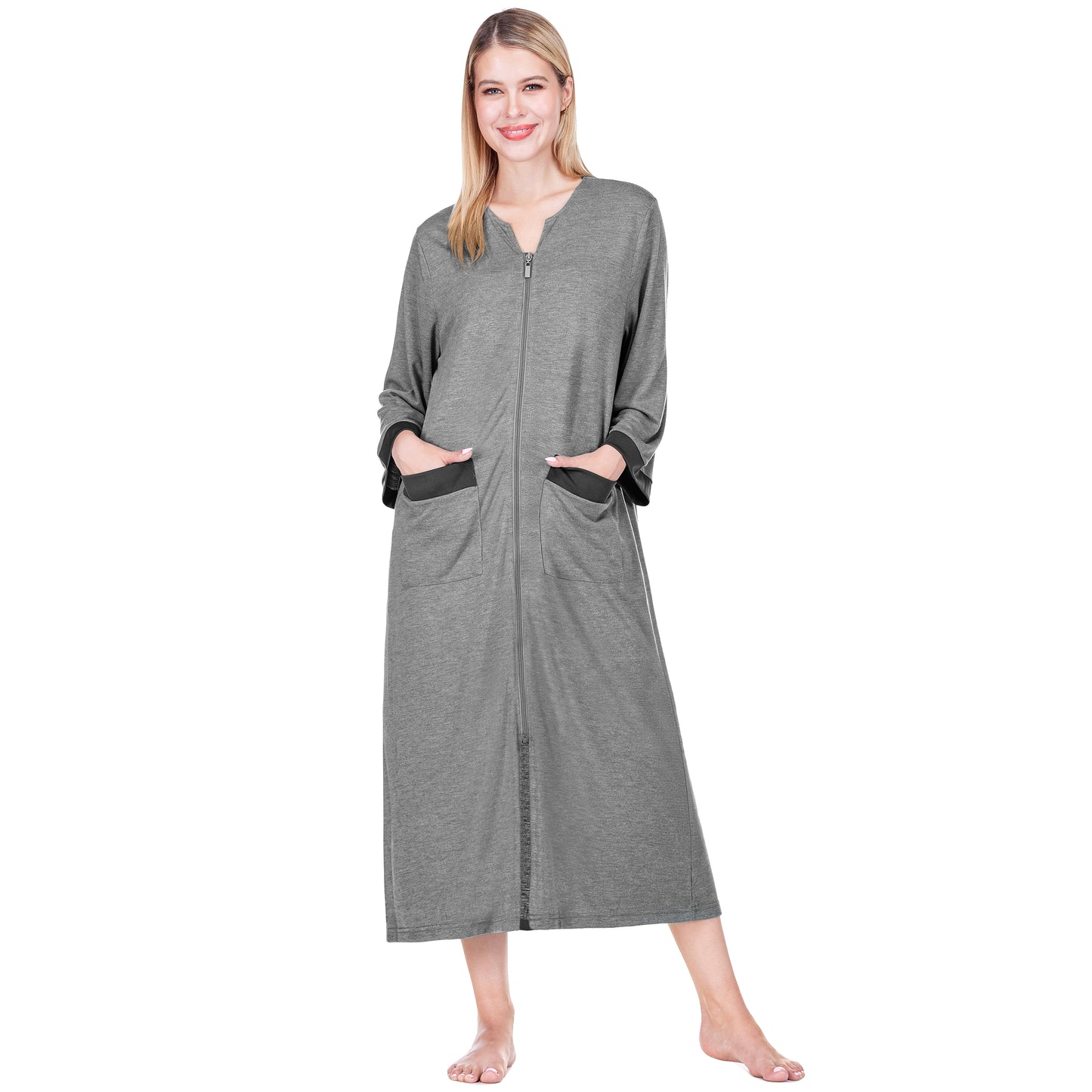 Women's Jersey Housecoat Zipper Robe