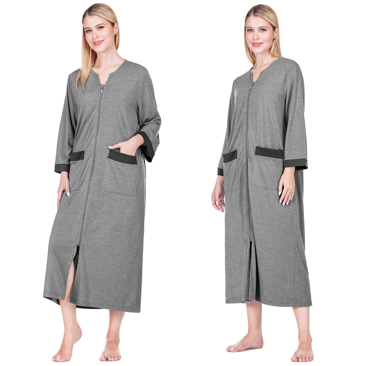 Women's Jersey Housecoat Zipper Robe