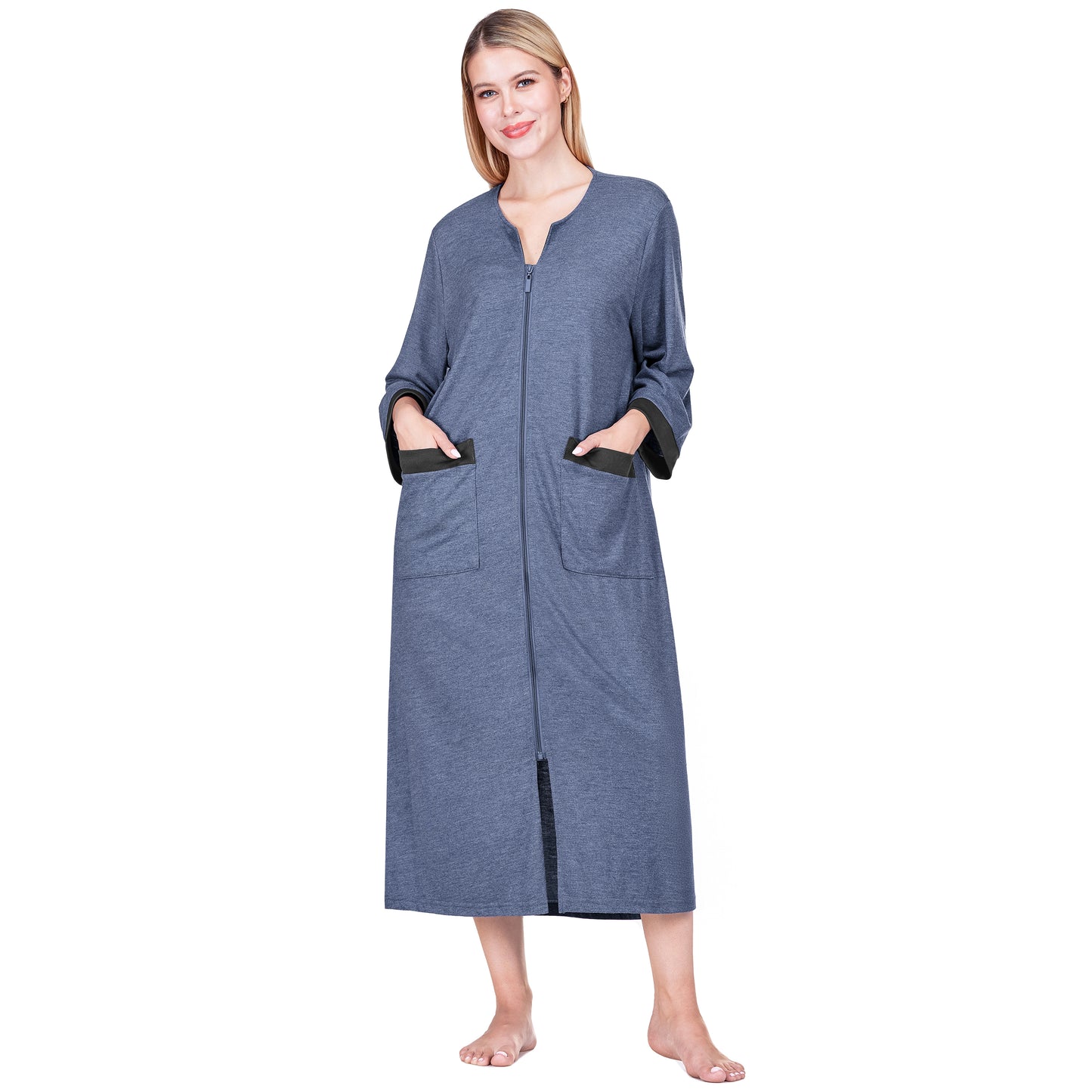 Women's Jersey Housecoat Zipper Robe