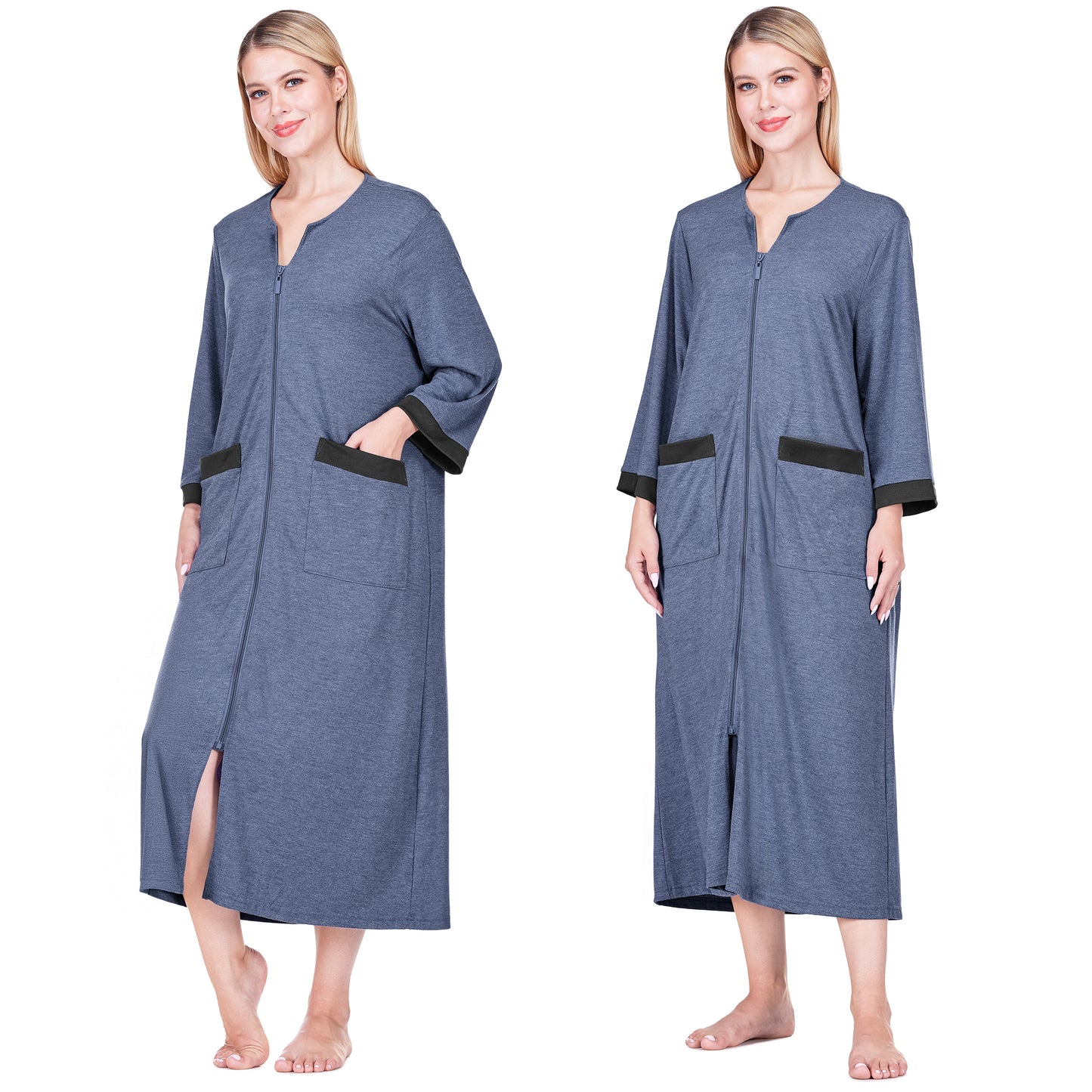 Women's Jersey Housecoat Zipper Robe
