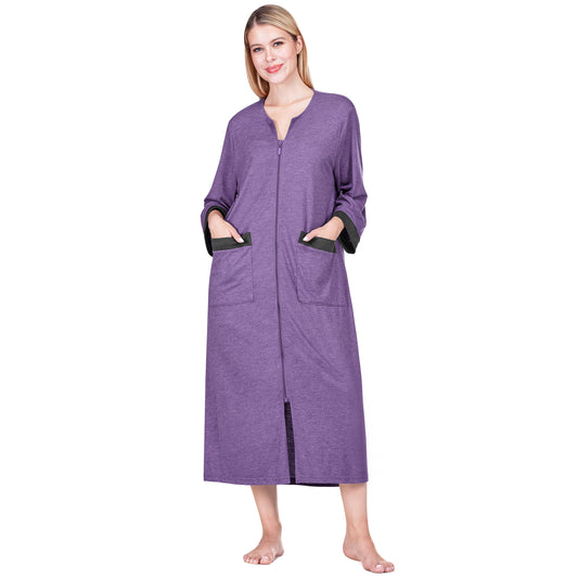 Women's Jersey Housecoat Zipper Robe