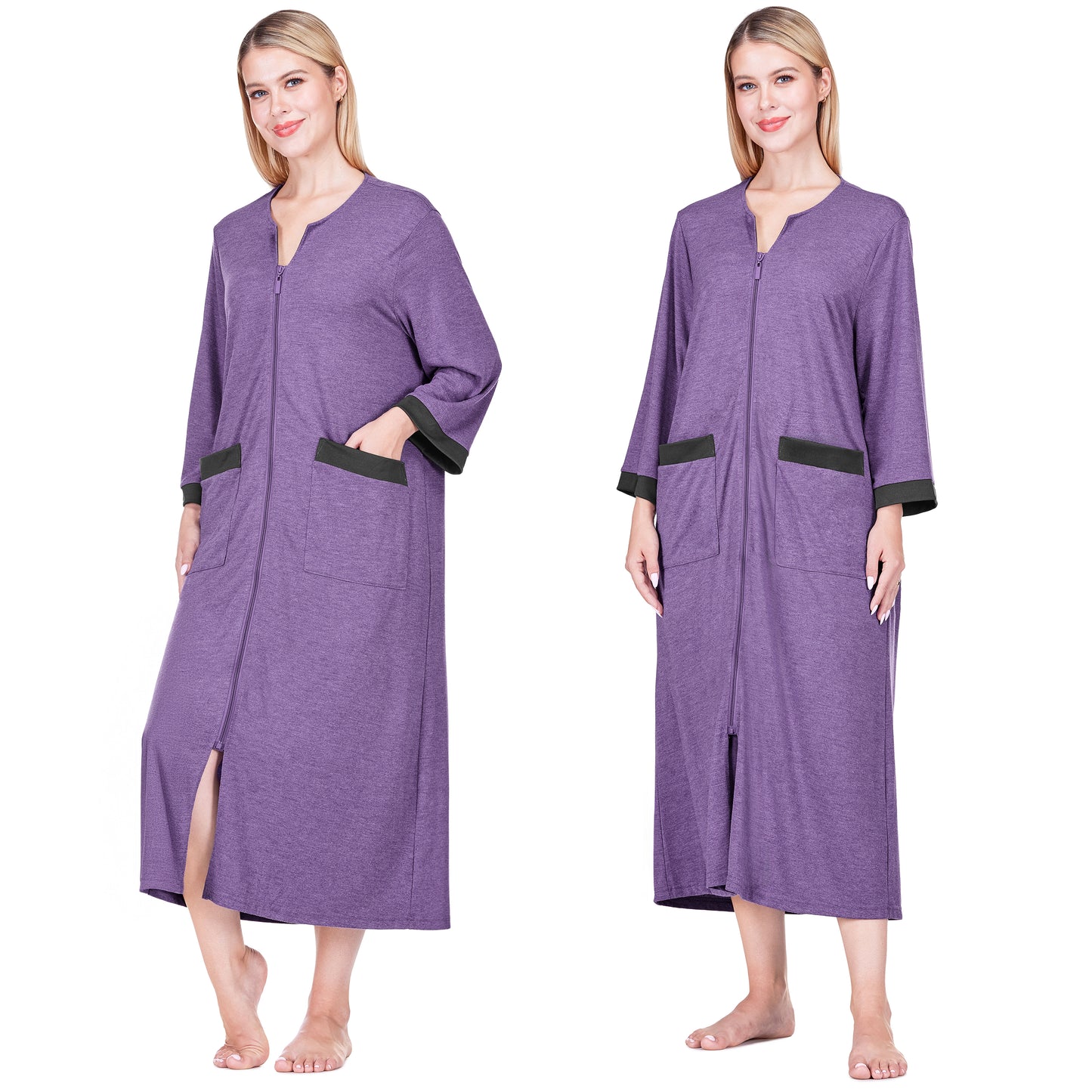 Women's Jersey Housecoat Zipper Robe