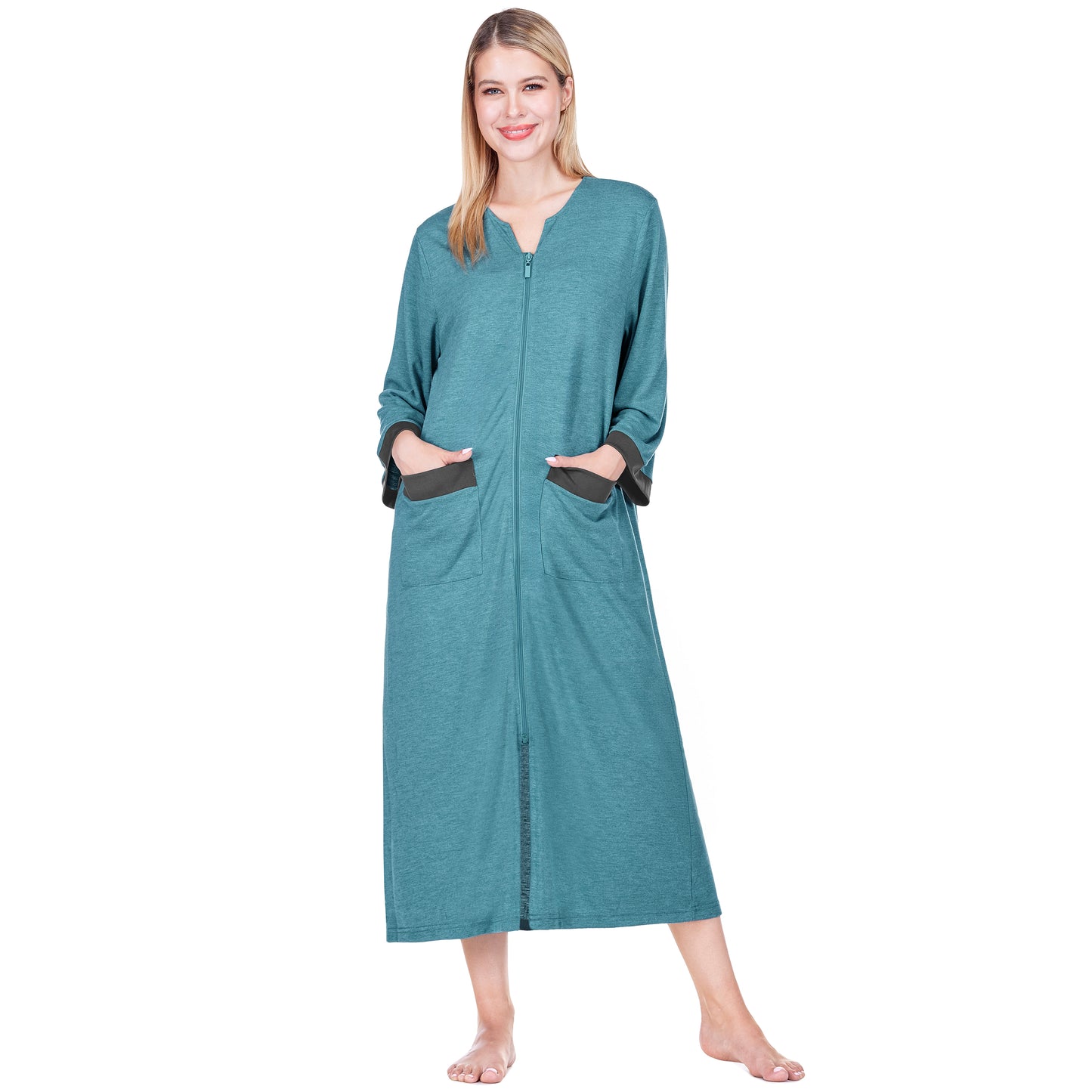 Women's Jersey Housecoat Zipper Robe