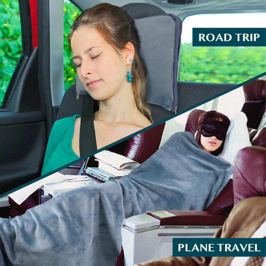 Premium Fleece Travel Blanket Pillow