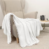 Pom Pom Fringe Throw Blanket