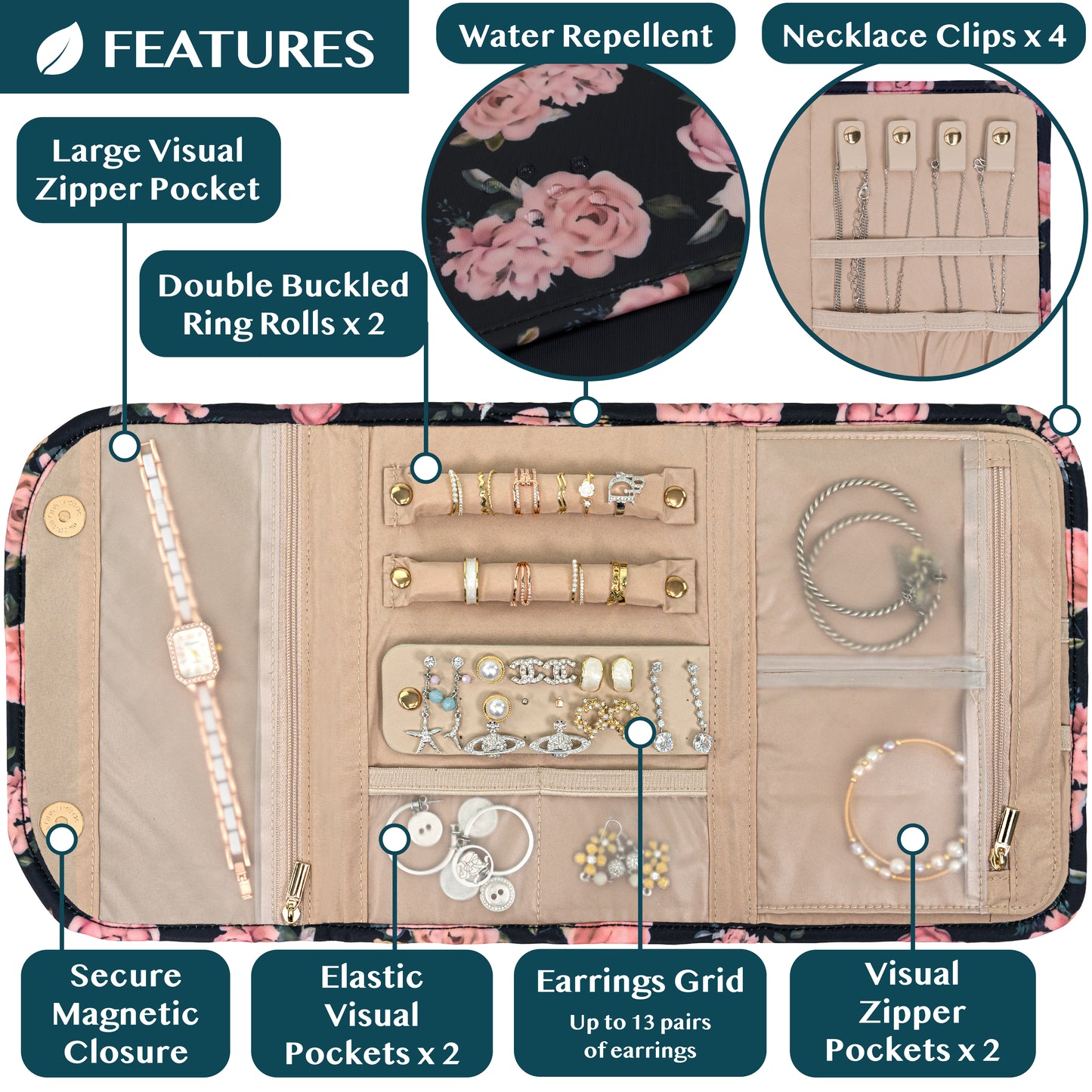 Jewelry Roll Organizer Bag