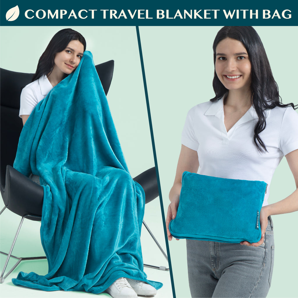Premium Fleece Travel Blanket Pillow