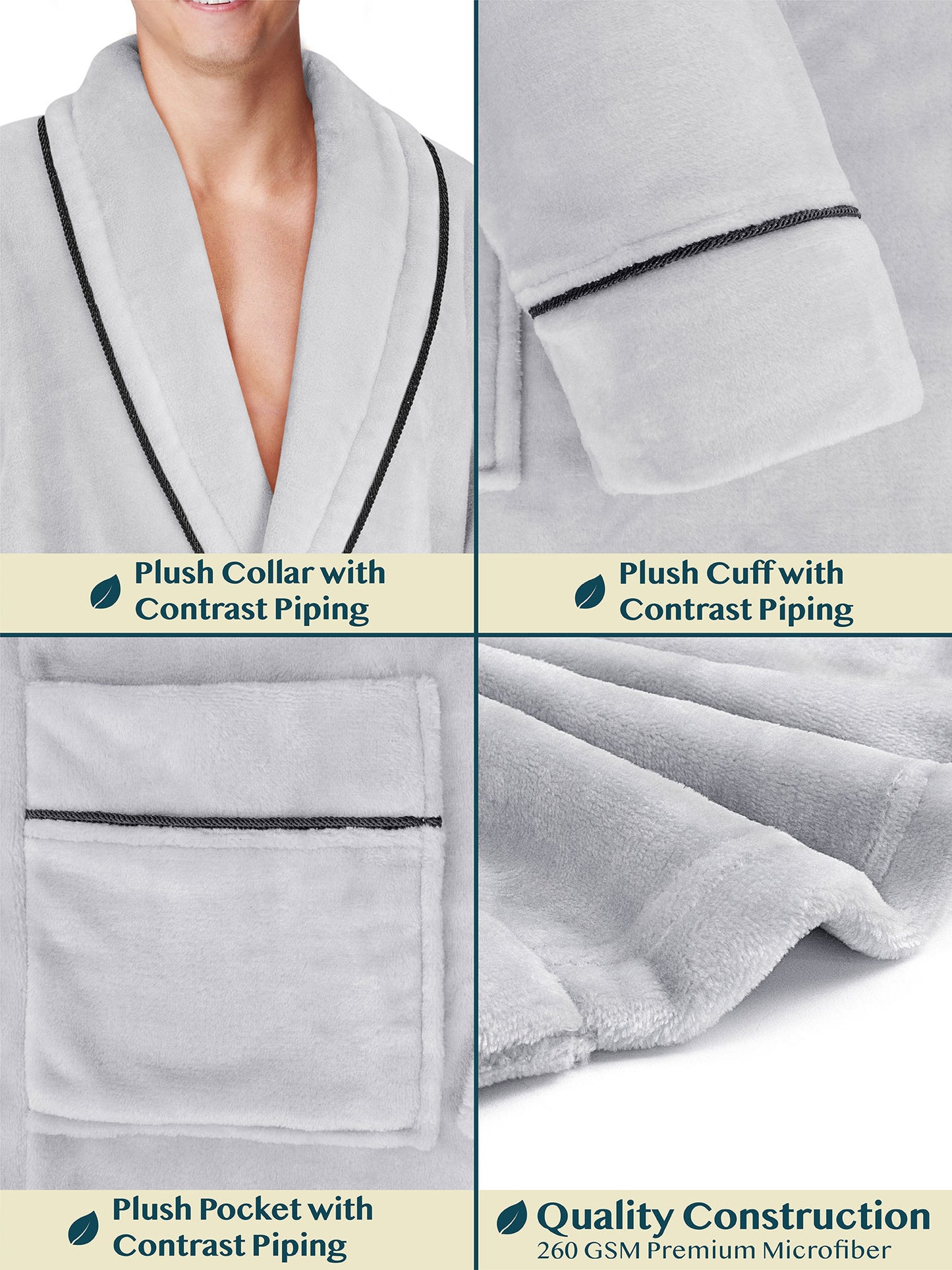 Men's Piping Fleece Robe