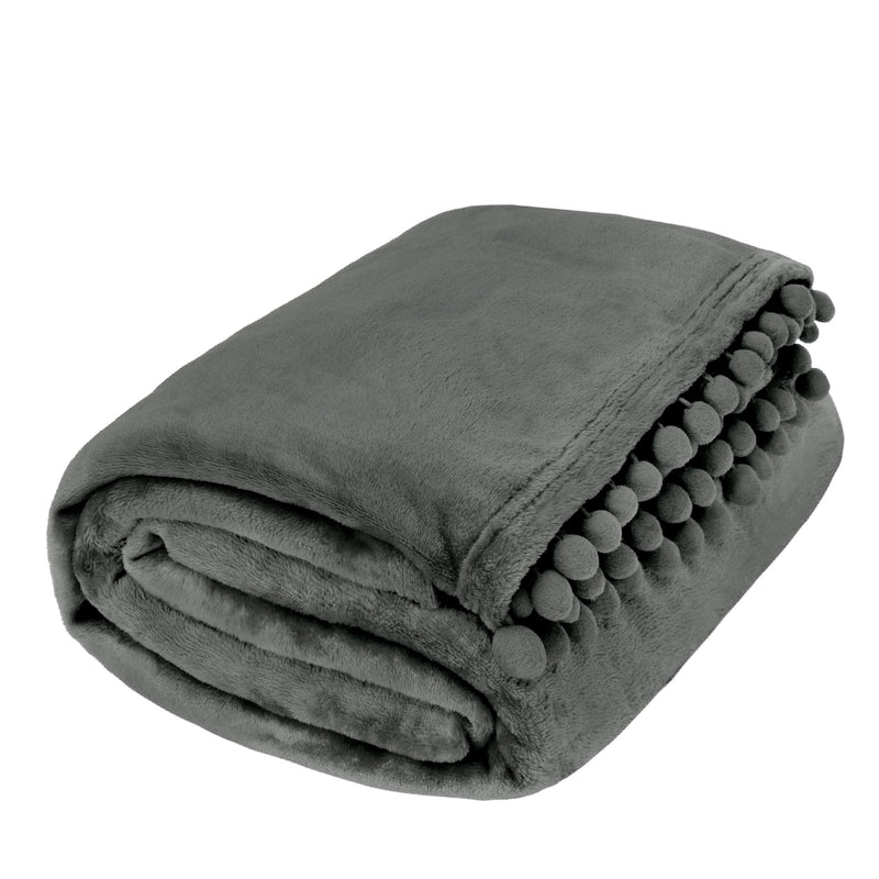 Pom Pom Fringe Throw Blanket
