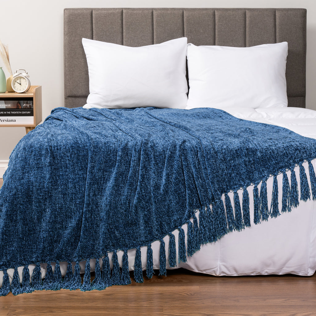Chenille Tassel Fringe Throw Blanket