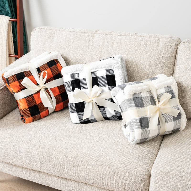 Checkered Sherpa Fleece Blanket