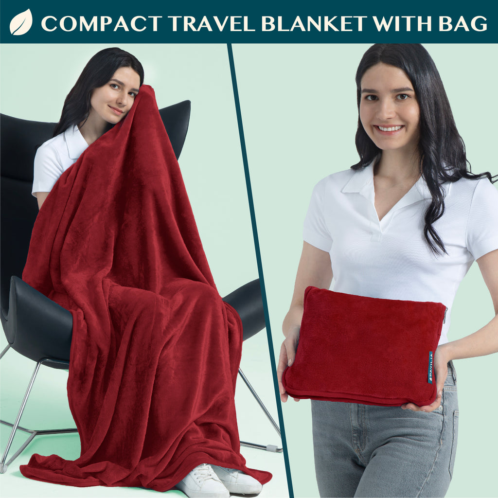 Premium Fleece Travel Blanket Pillow