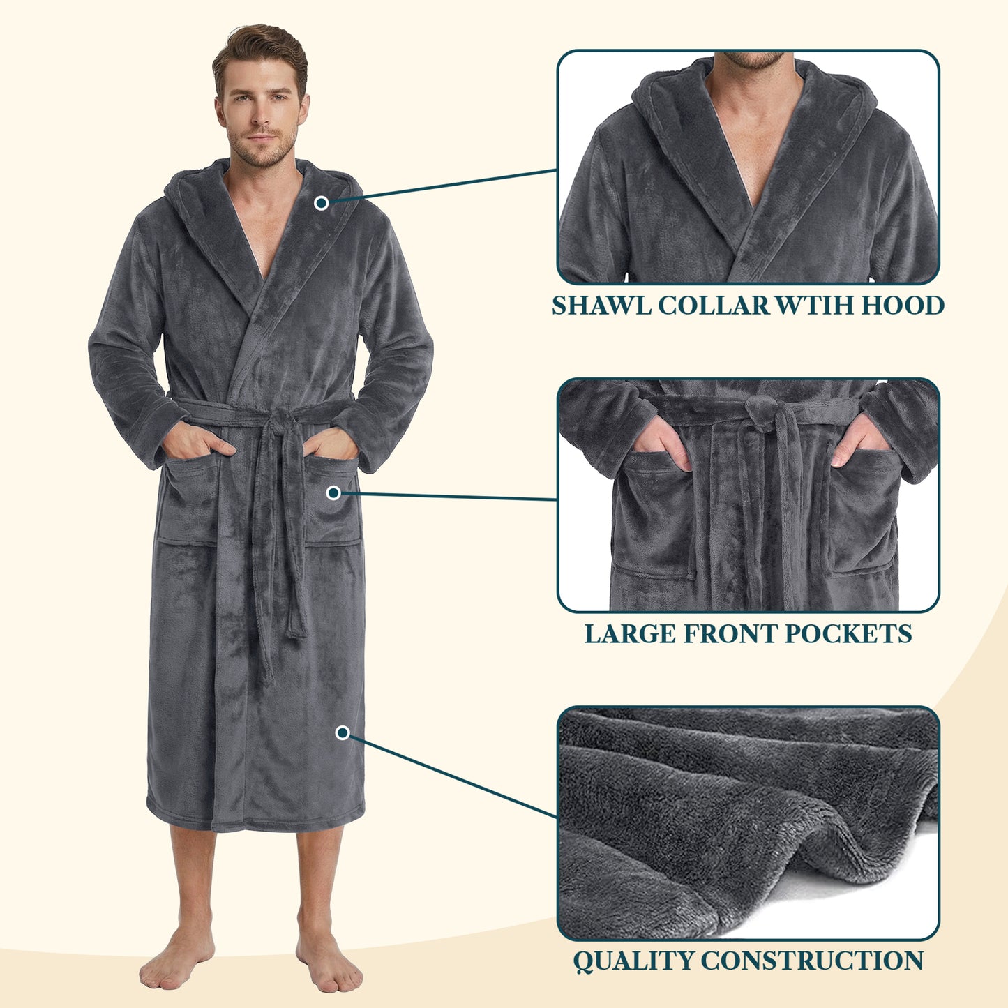 Men's Classic Fleece Robe with Hood
