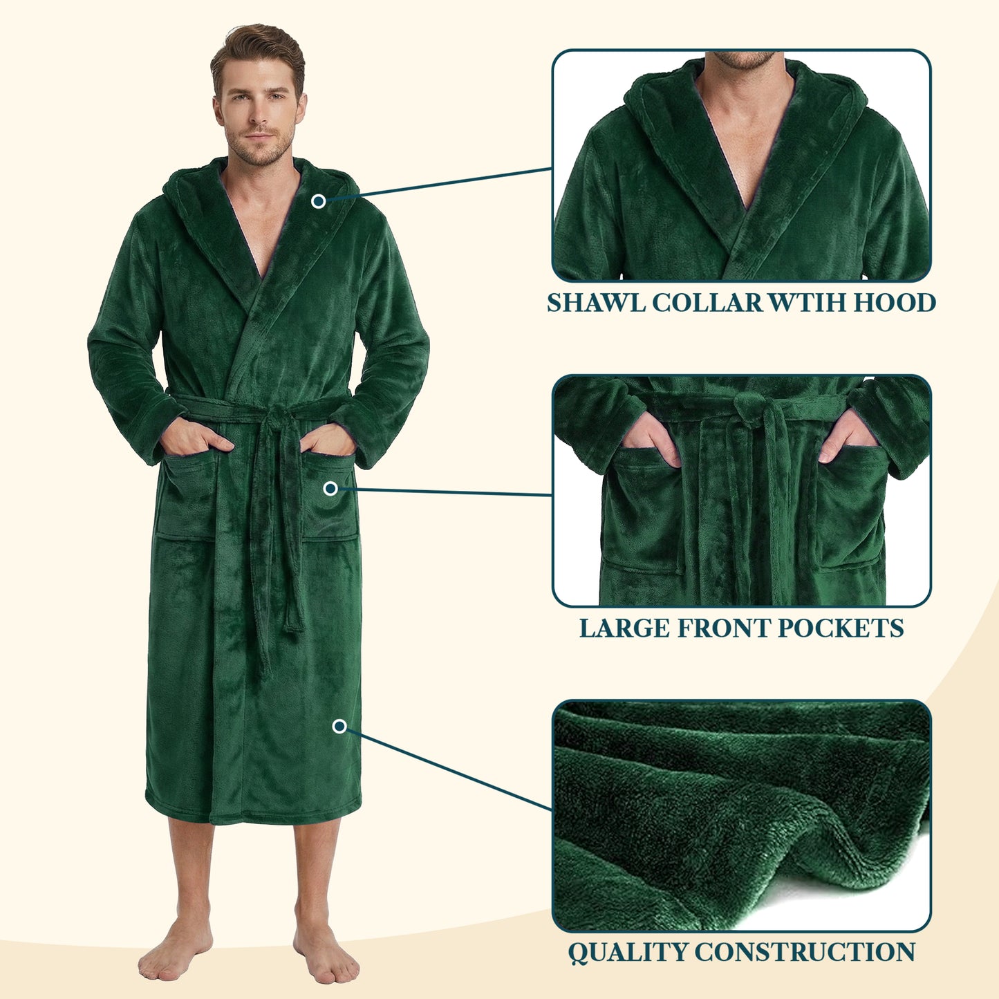 Men's Classic Fleece Robe with Hood