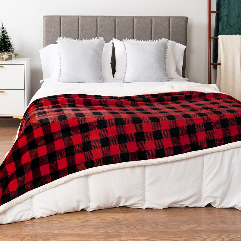 Checkered Sherpa Fleece Blanket