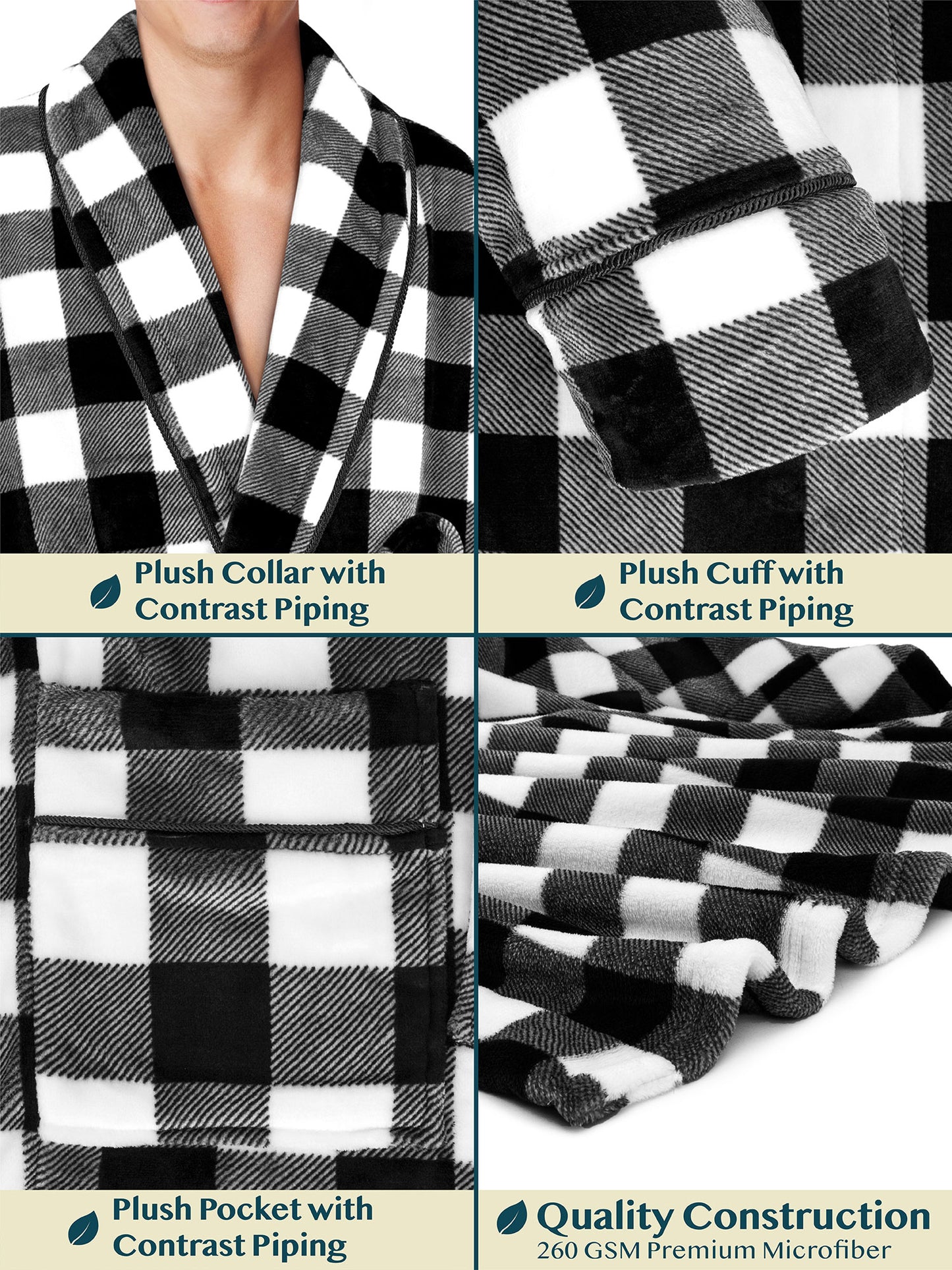 Men's Piping Fleece Robe