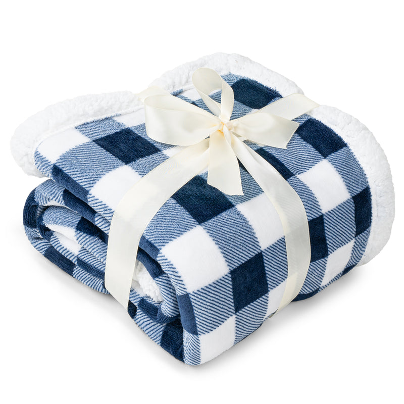 Checkered Sherpa Fleece Blanket