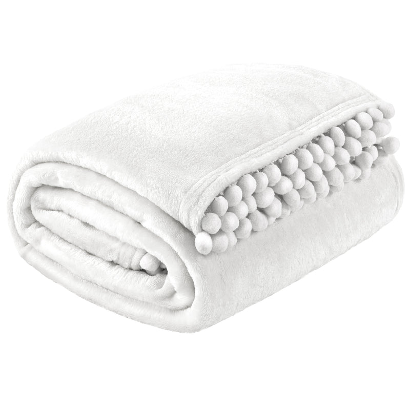 Pom Pom Fringe Throw Blanket