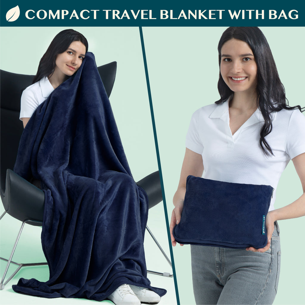 Premium Fleece Travel Blanket Pillow