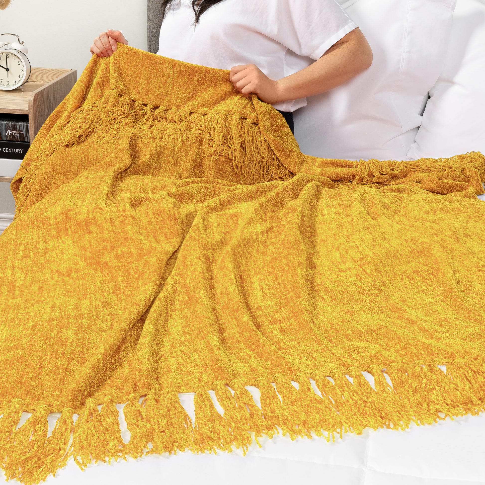 Chenille Tassel Fringe Throw Blanket