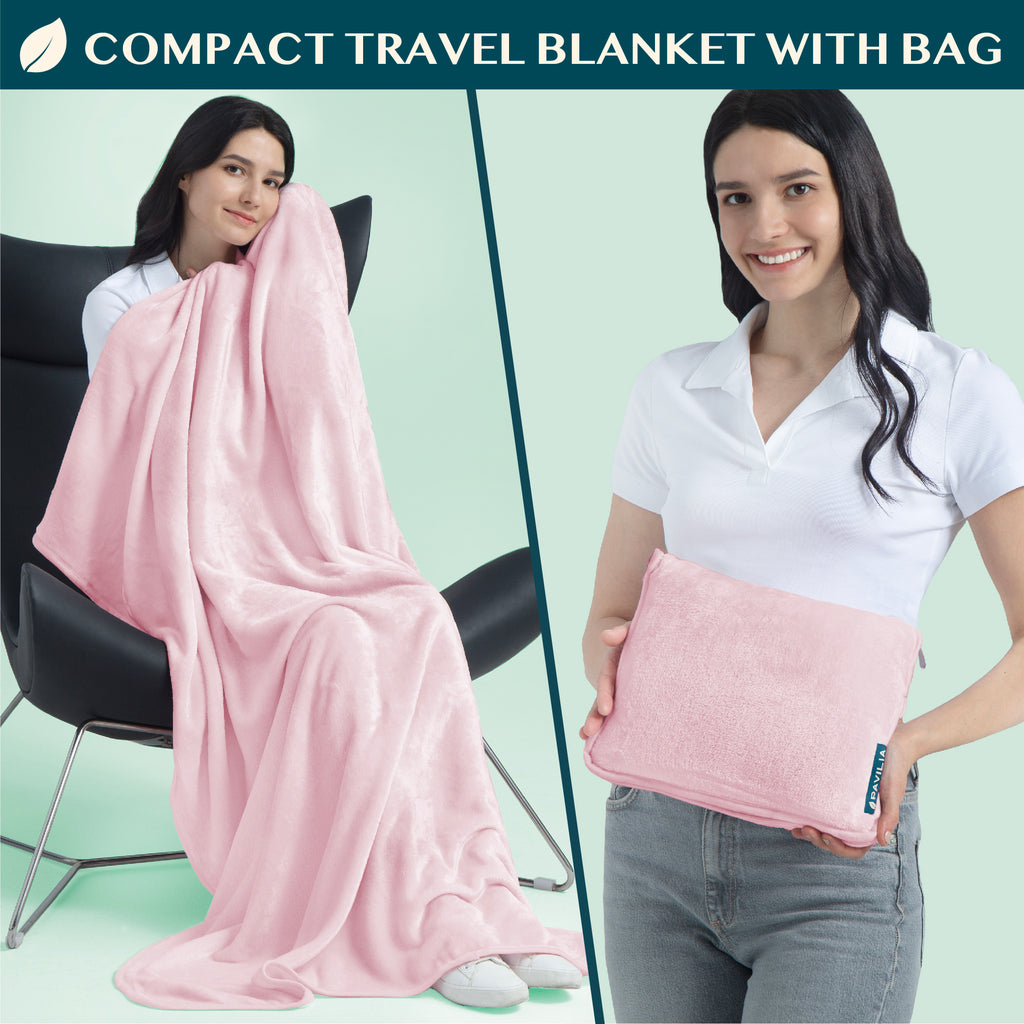 Premium Fleece Travel Blanket Pillow