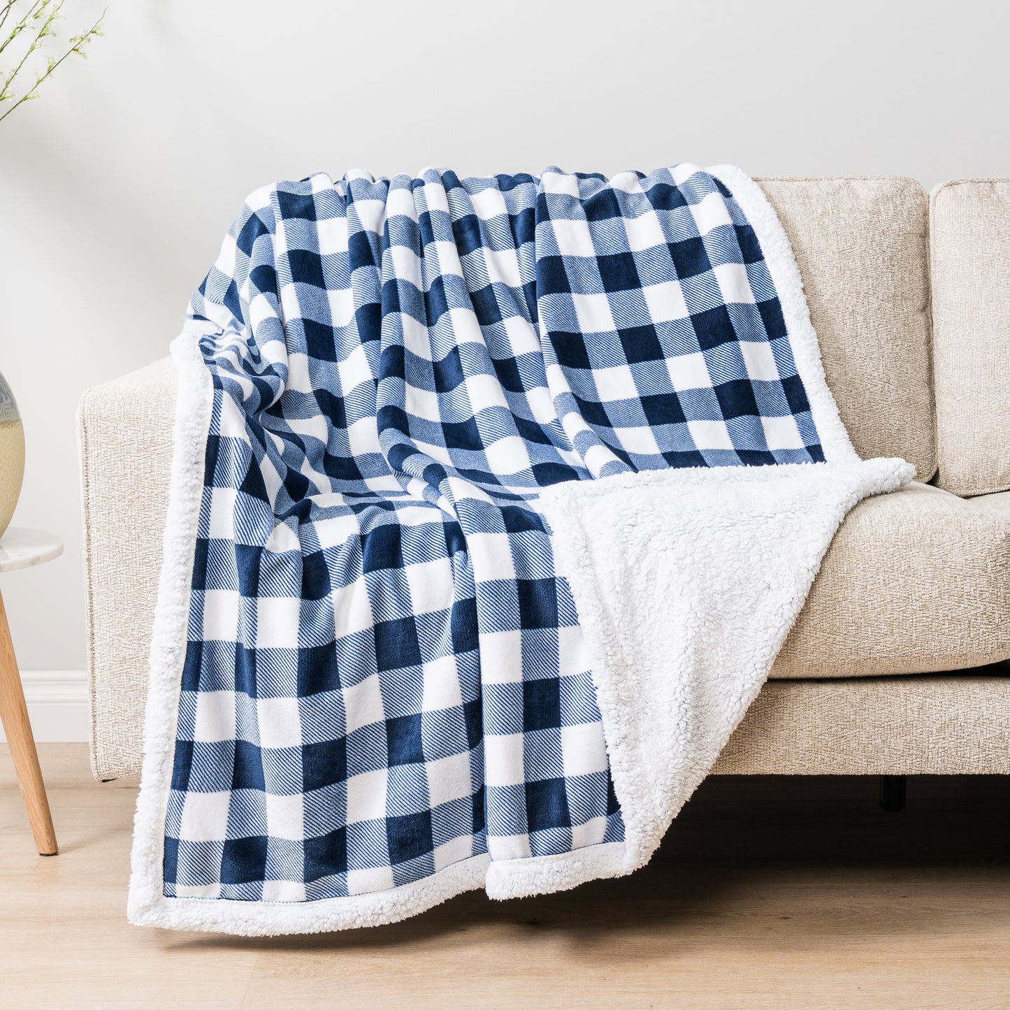 Checkered Sherpa Fleece Blanket