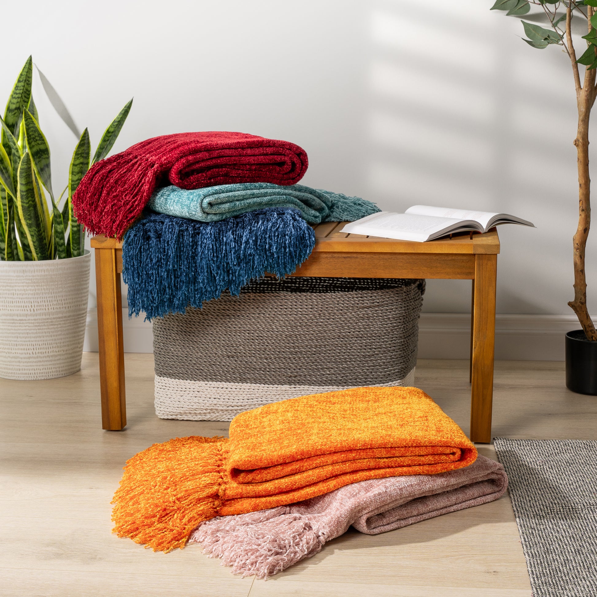 Chenille Tassel Fringe Throw Blanket