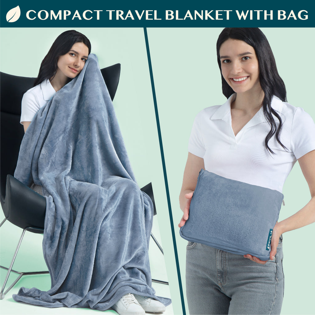 Premium Fleece Travel Blanket Pillow