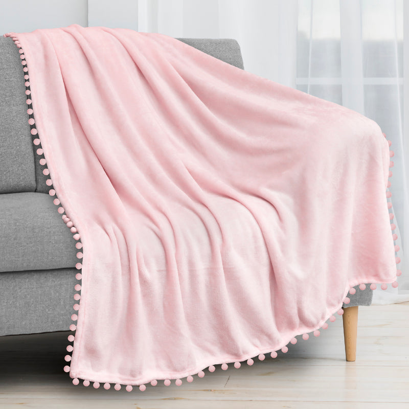 Pom Pom Fringe Throw Blanket