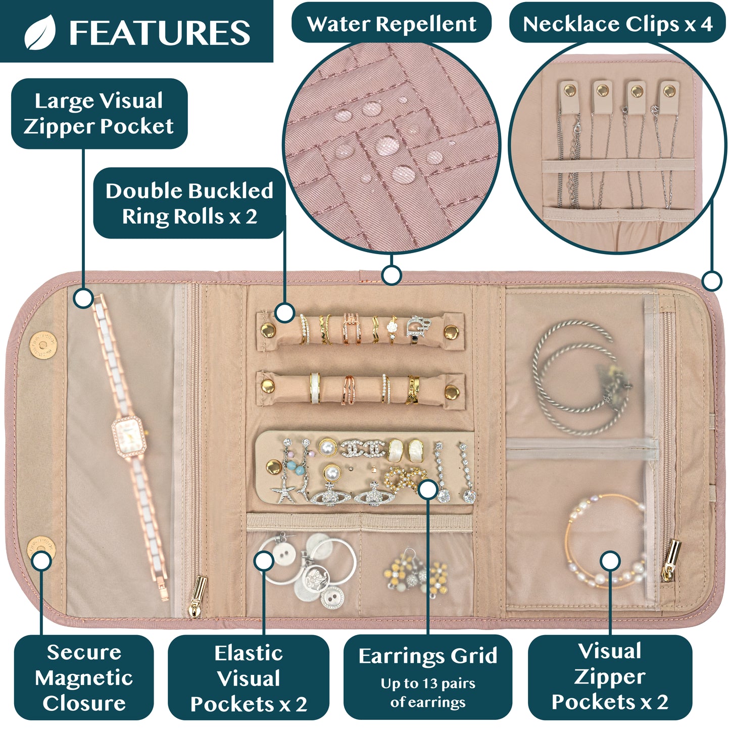 Jewelry Roll Organizer Bag