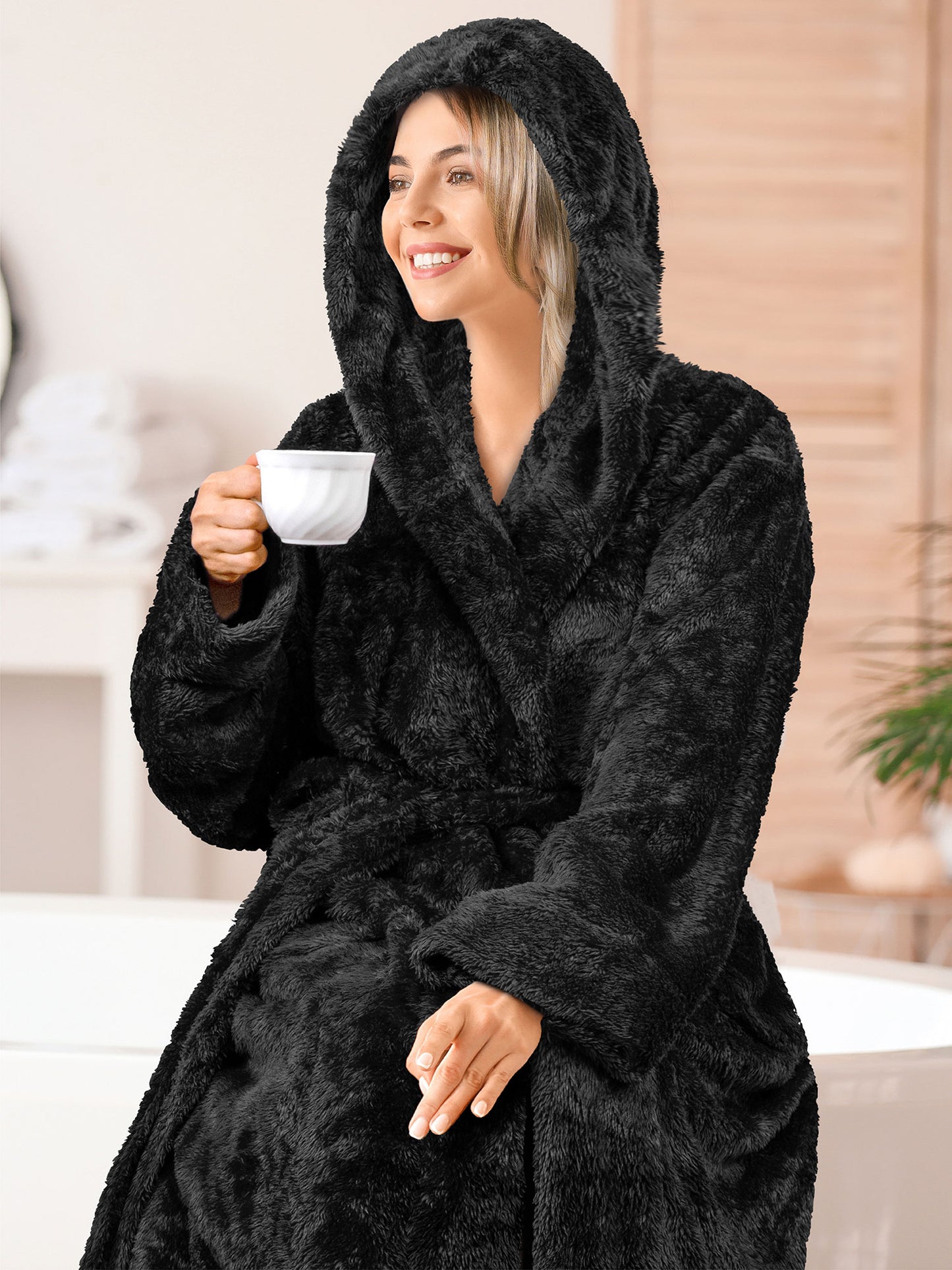 Women's Sherpa Fluffy Robe with Hood
