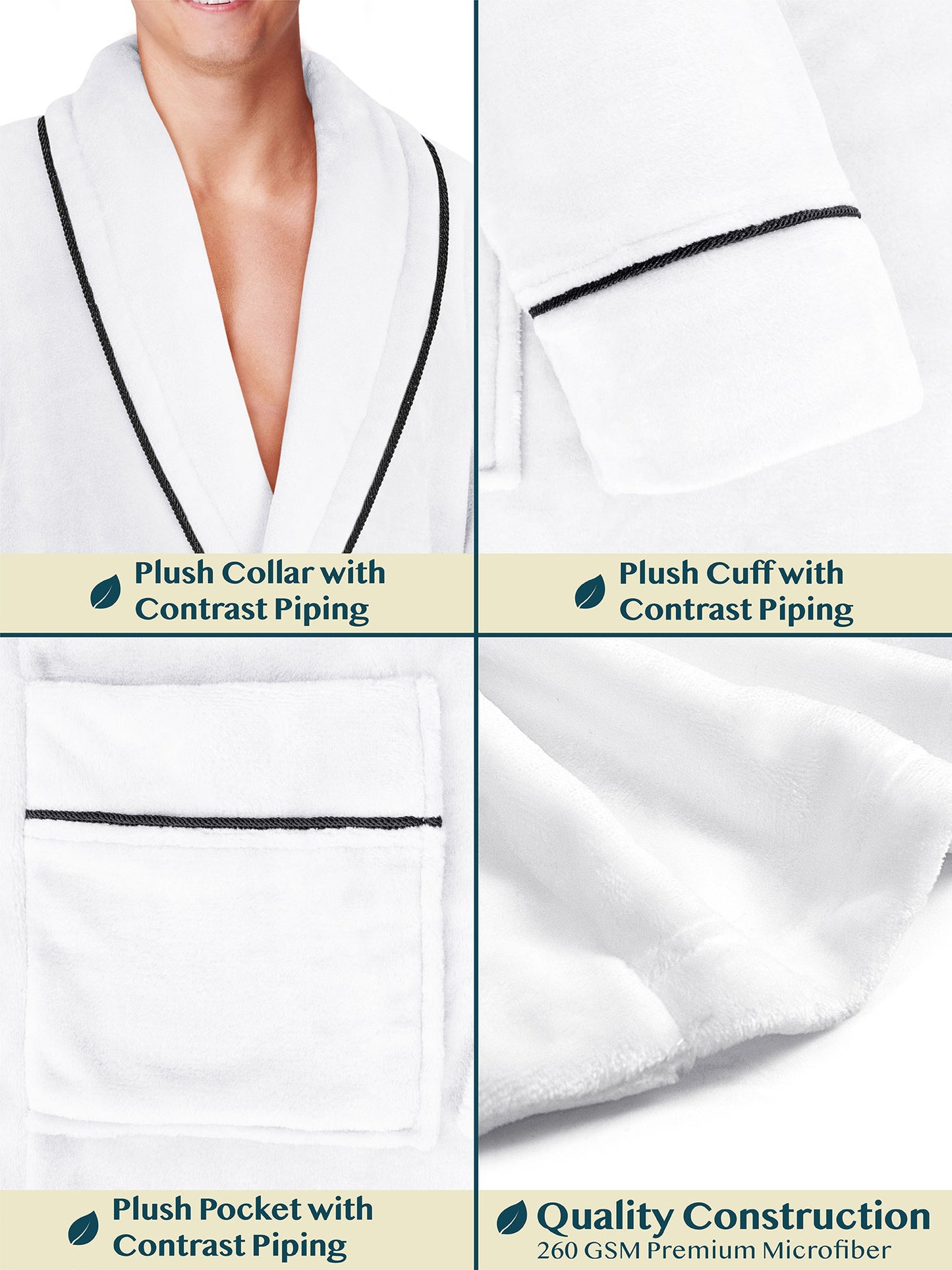 Men's Piping Fleece Robe