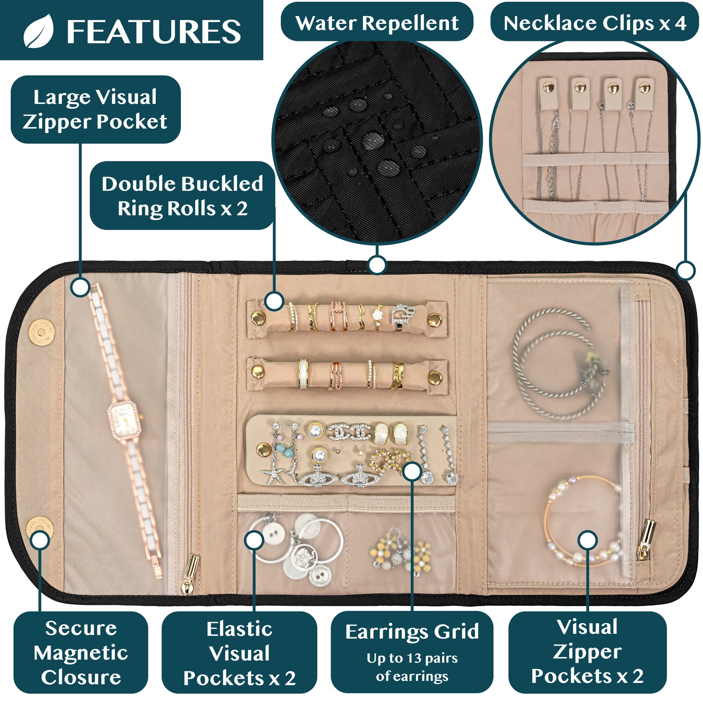 Jewelry Roll Organizer Bag