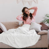 Pom Pom Fringe Throw Blanket