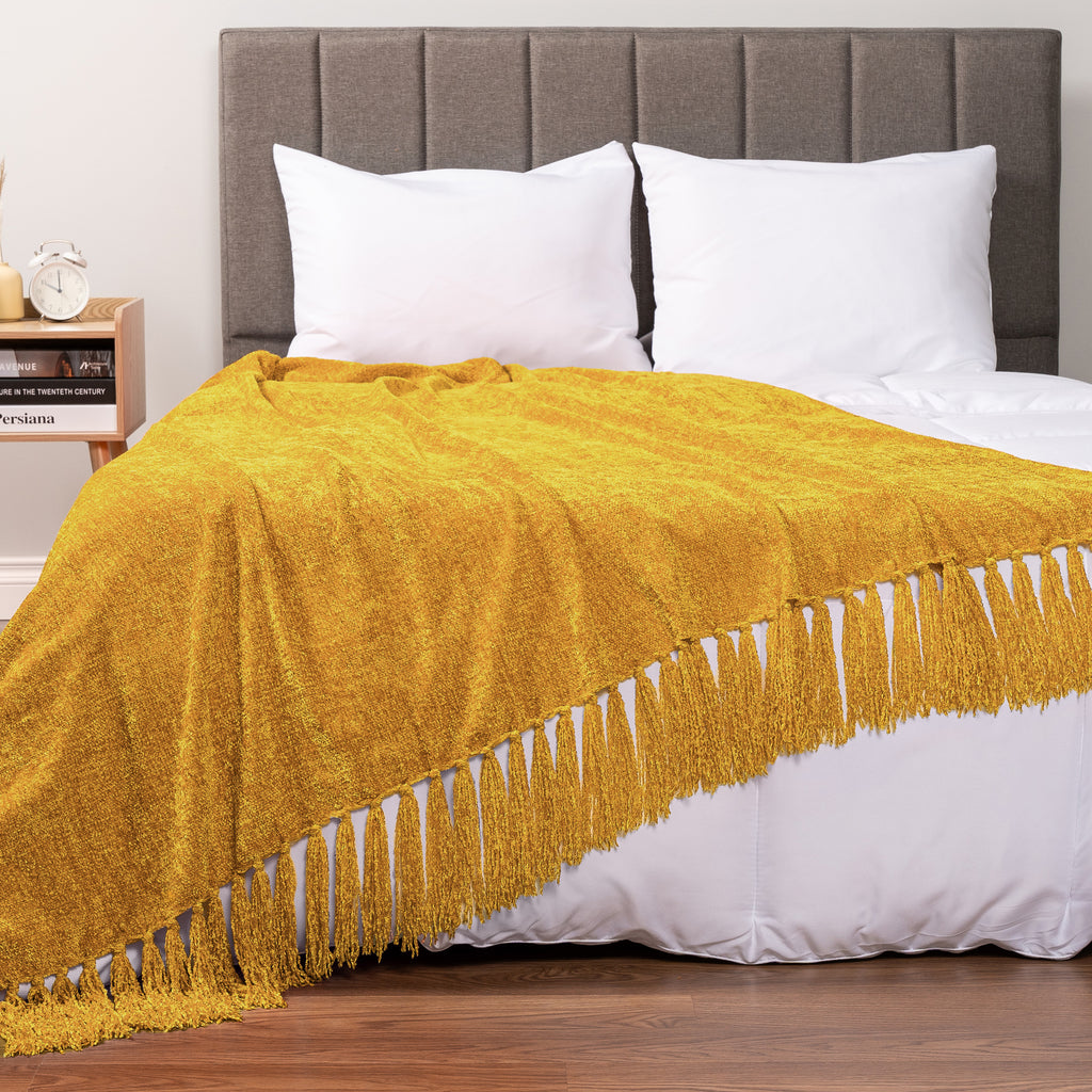 Chenille Tassel Fringe Throw Blanket