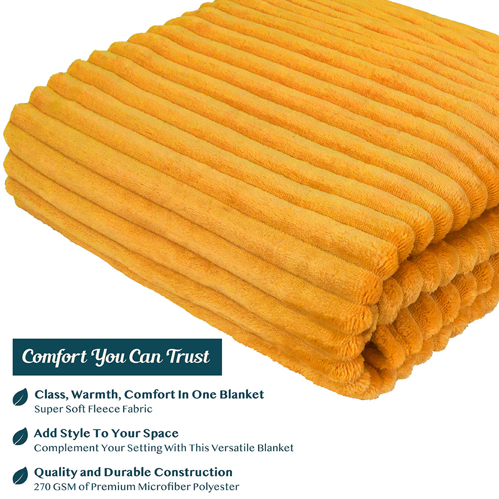 Ribbed Fleece Throw Blanket
