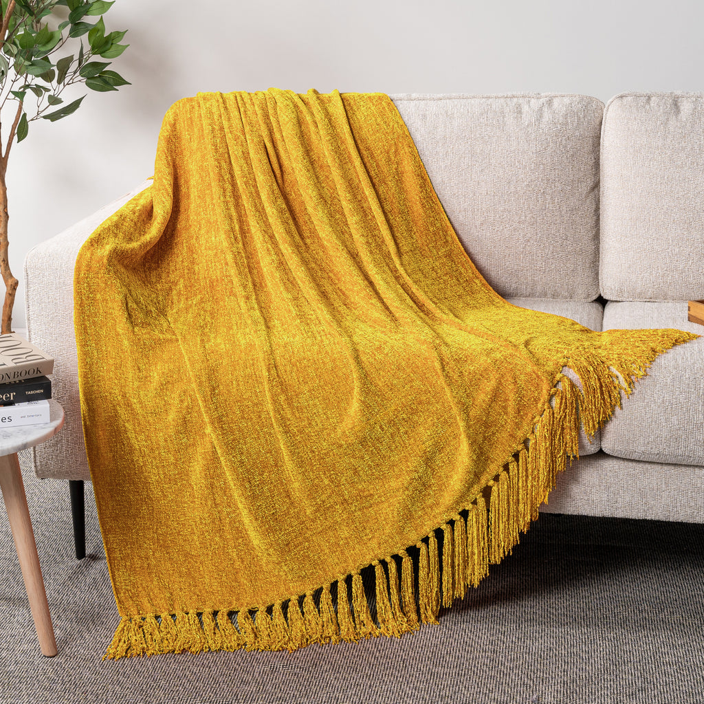 Chenille Tassel Fringe Throw Blanket