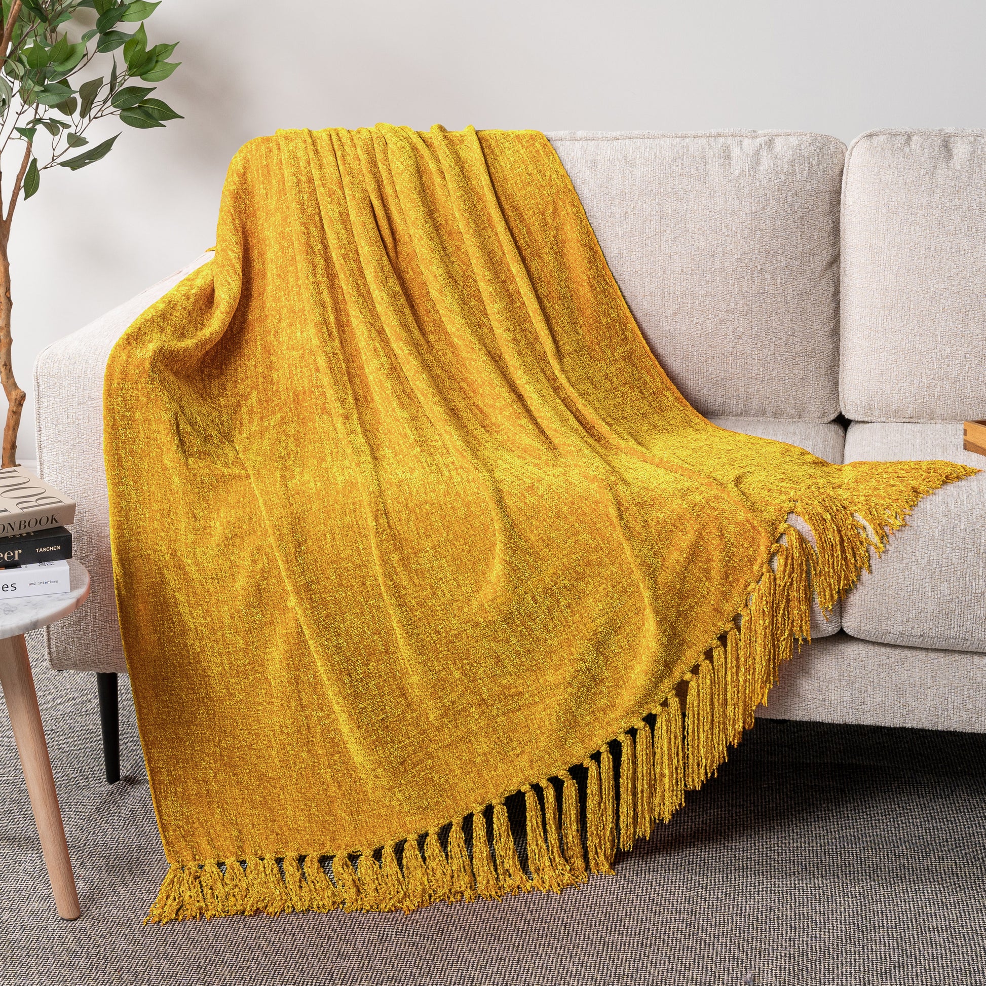 Chenille Tassel Fringe Throw Blanket